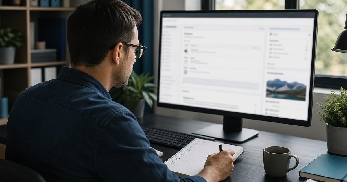 Websitebetreiber prüft eine WordPress-SEO-Checkliste am Bildschirm