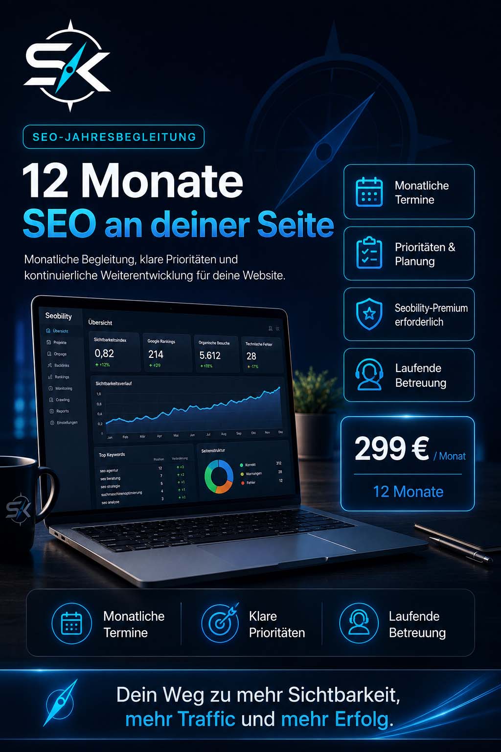 SEO-Jahresbegleitung für Selbstständige – 12 Monate persönliche SEO-Betreuung