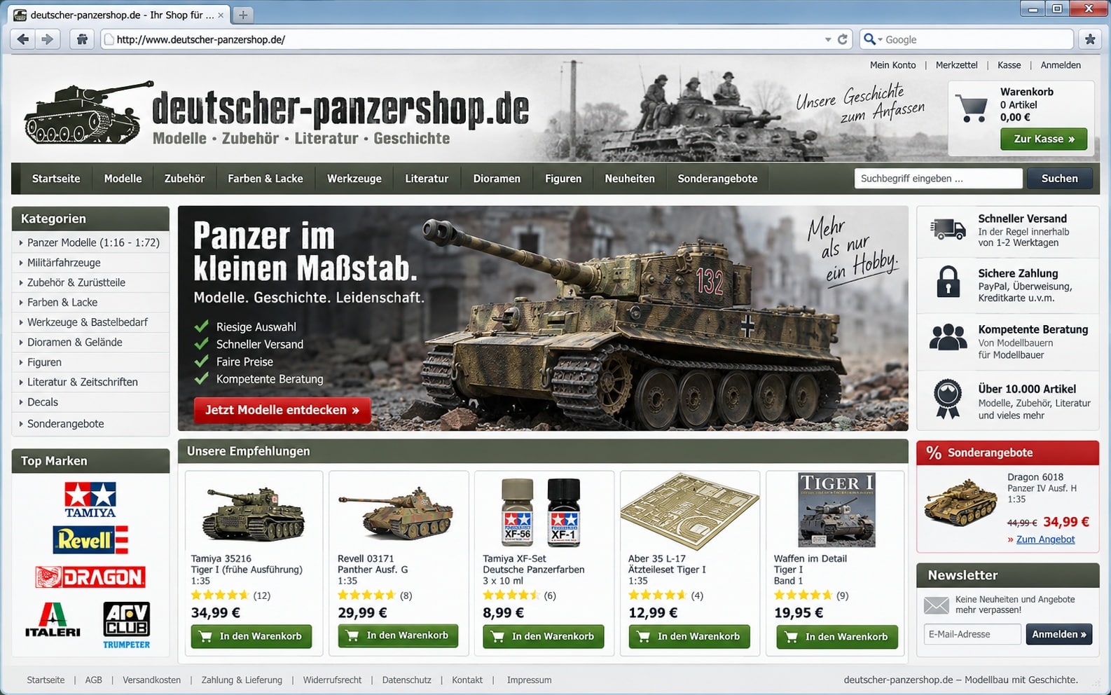 Historisch rekonstruierte Startseitenansicht des Deutschen Panzershops