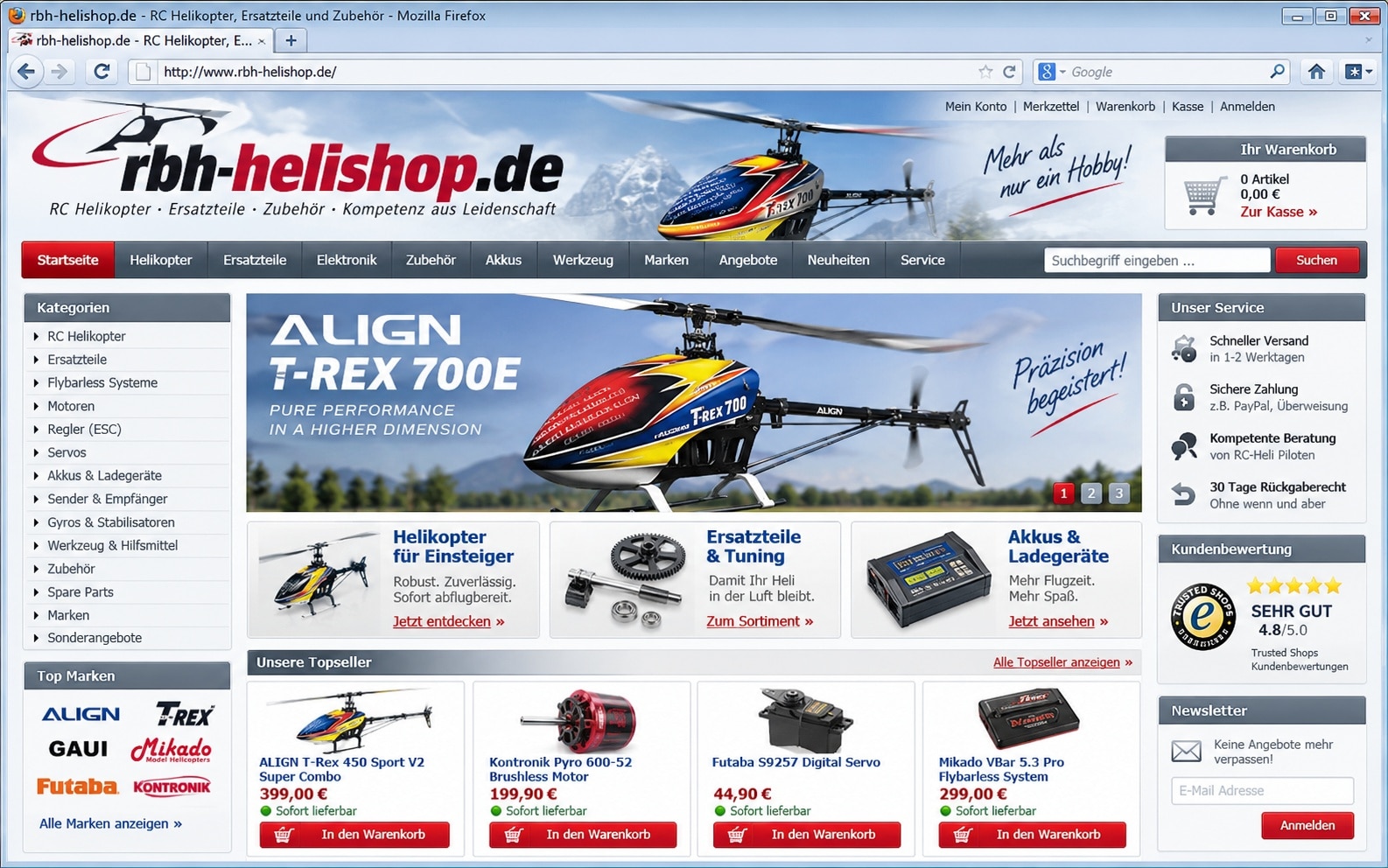 Historisch rekonstruierte Startseitenansicht von RBH Helishop
